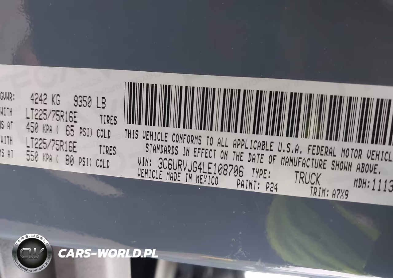 2020 Ram Promaster 3500 Cargo Van High Roof 159 Wb Ext VIN:3C6URVJG4LE108706 - 9
