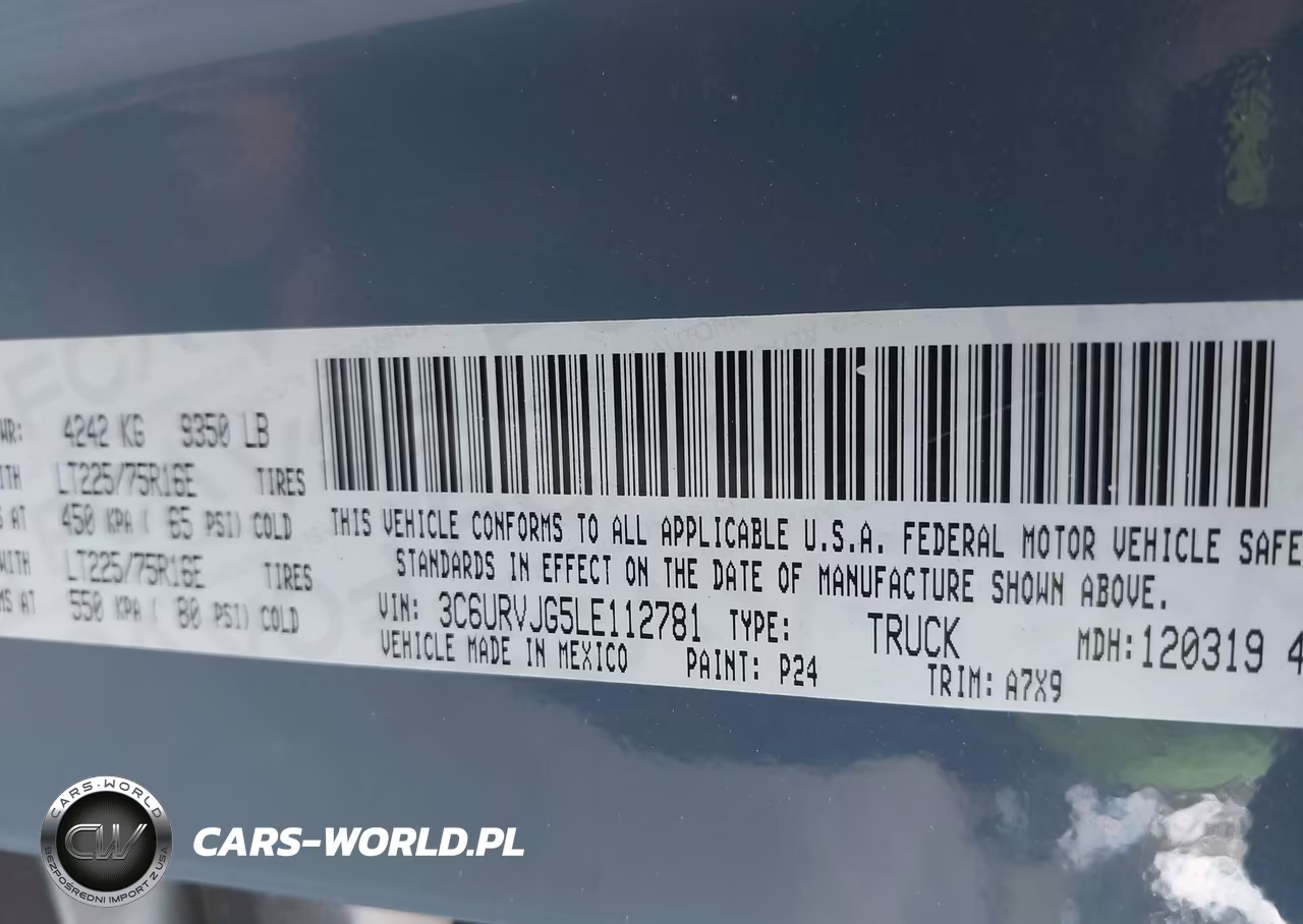 2020 Ram Promaster 3500 Cargo Van High Roof 159 Wb Ext VIN:3C6URVJG5LE112781 - 9
