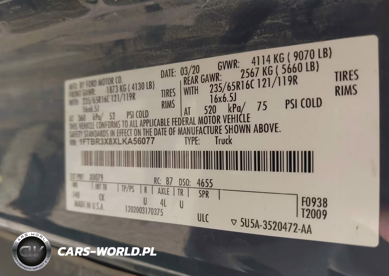 2020 Ford Transit-250 Cargo Van VIN:1FTBR3X8XLKA56077 - 9