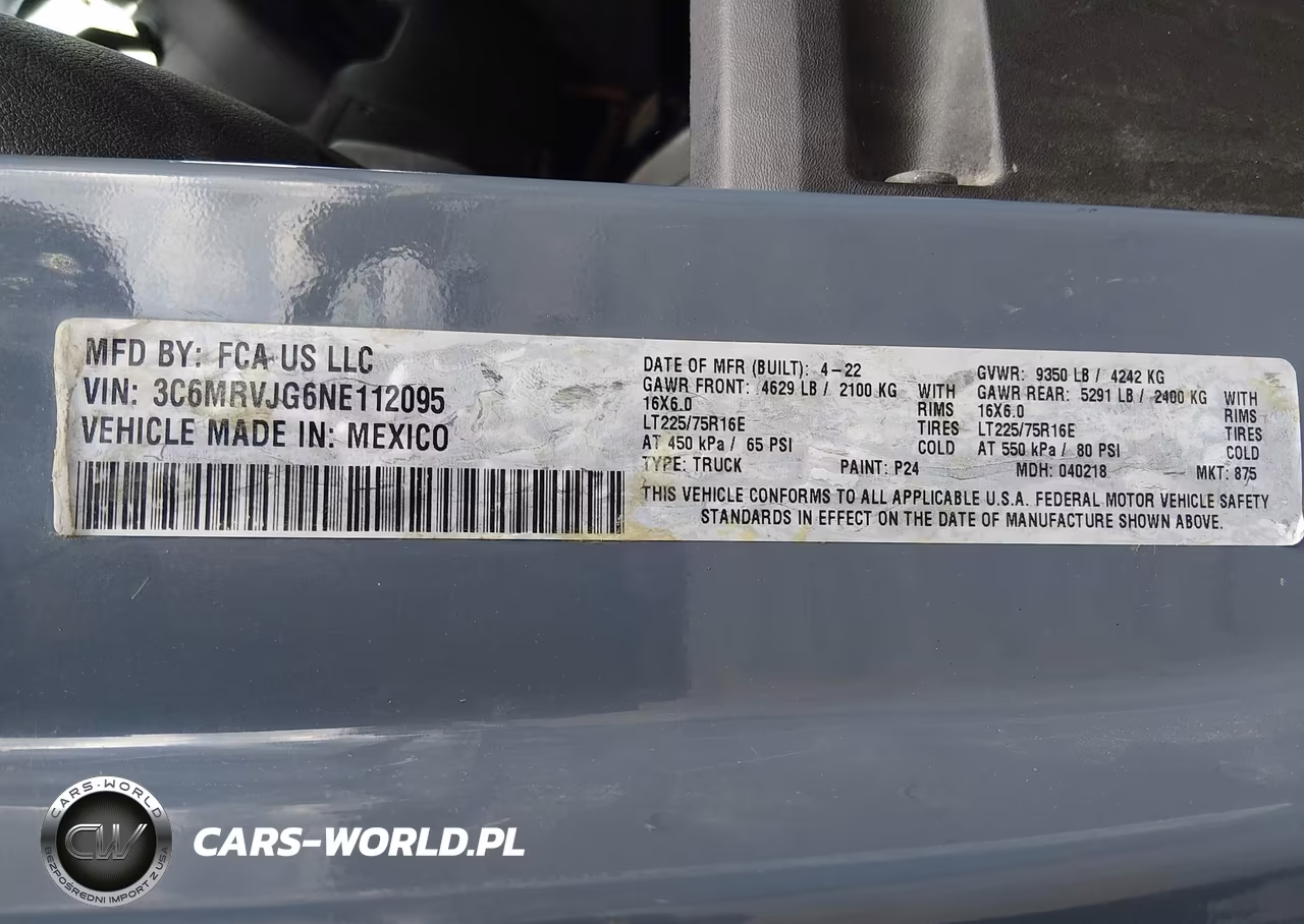 2022 Ram Promaster 3500 Cargo Van High Roof 159 Wb Ext VIN:3C6MRVJG6NE112095 - 9