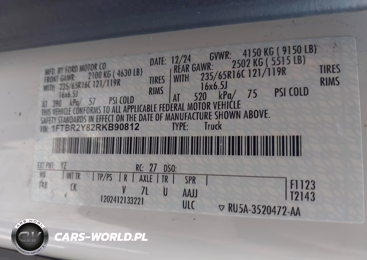 2024 Ford Transit-250 VIN:1FTBR2Y82RKB90812 - 9