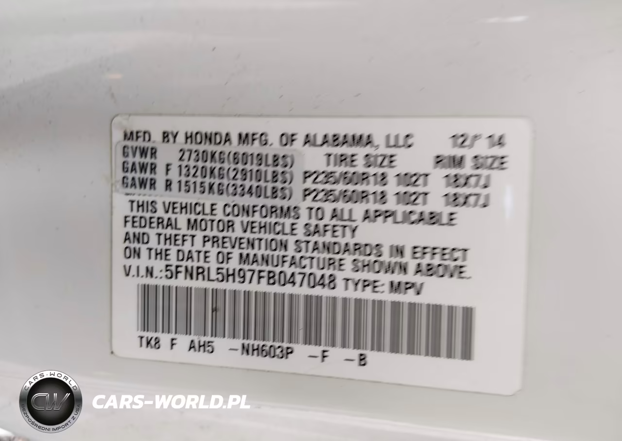 2015 Honda Odyssey Touring-Touring Elite VIN:5FNRL5H97FB047048 - 9