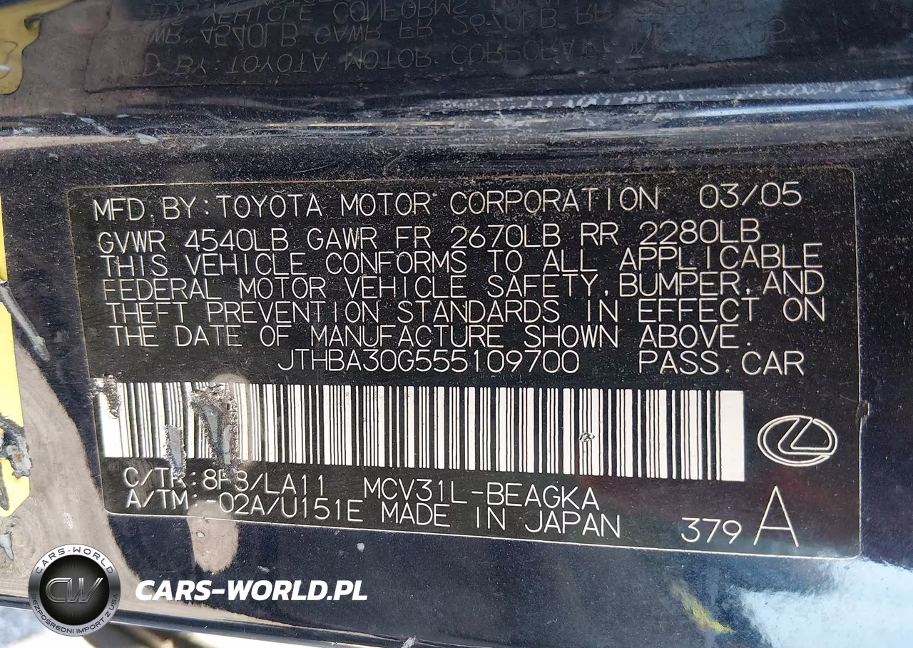 2005 Lexus Es 330 VIN:JTHBA30G555109700 - 9