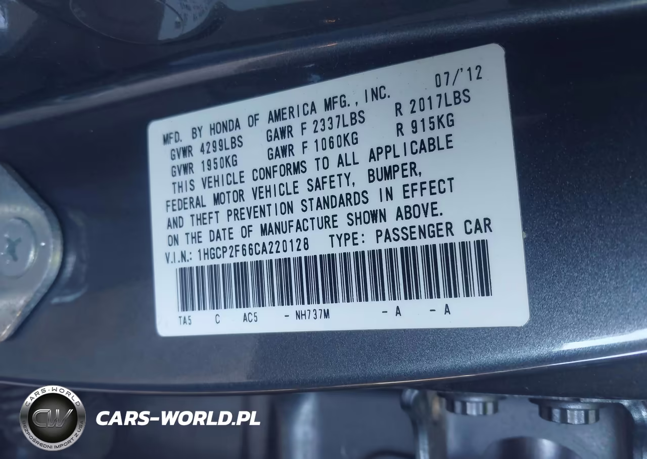 2012 Honda Accord 2.4 Se VIN:1HGCP2F66CA220128 - 9