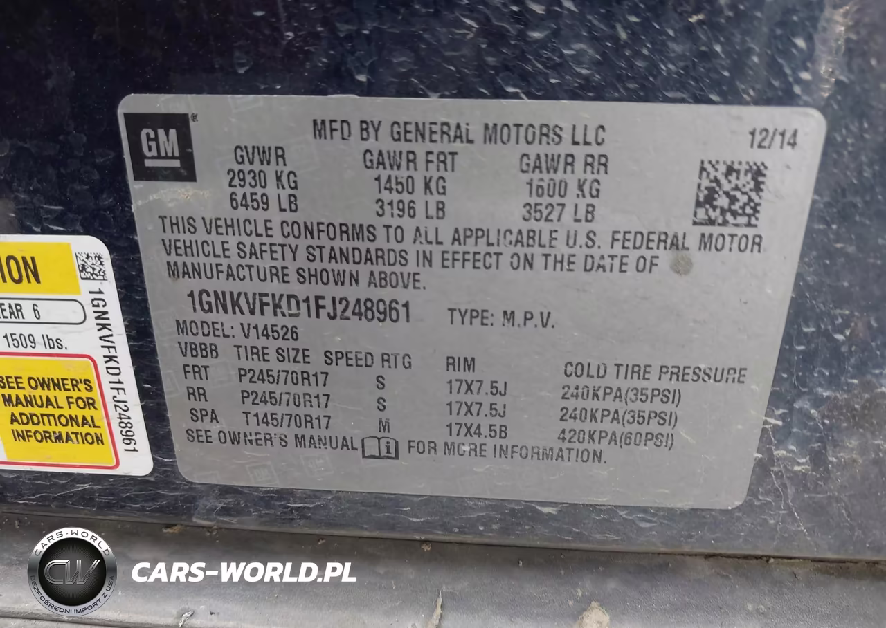 2015 Chevrolet Traverse Ls VIN:1GNKVFKD1FJ248961 - 9