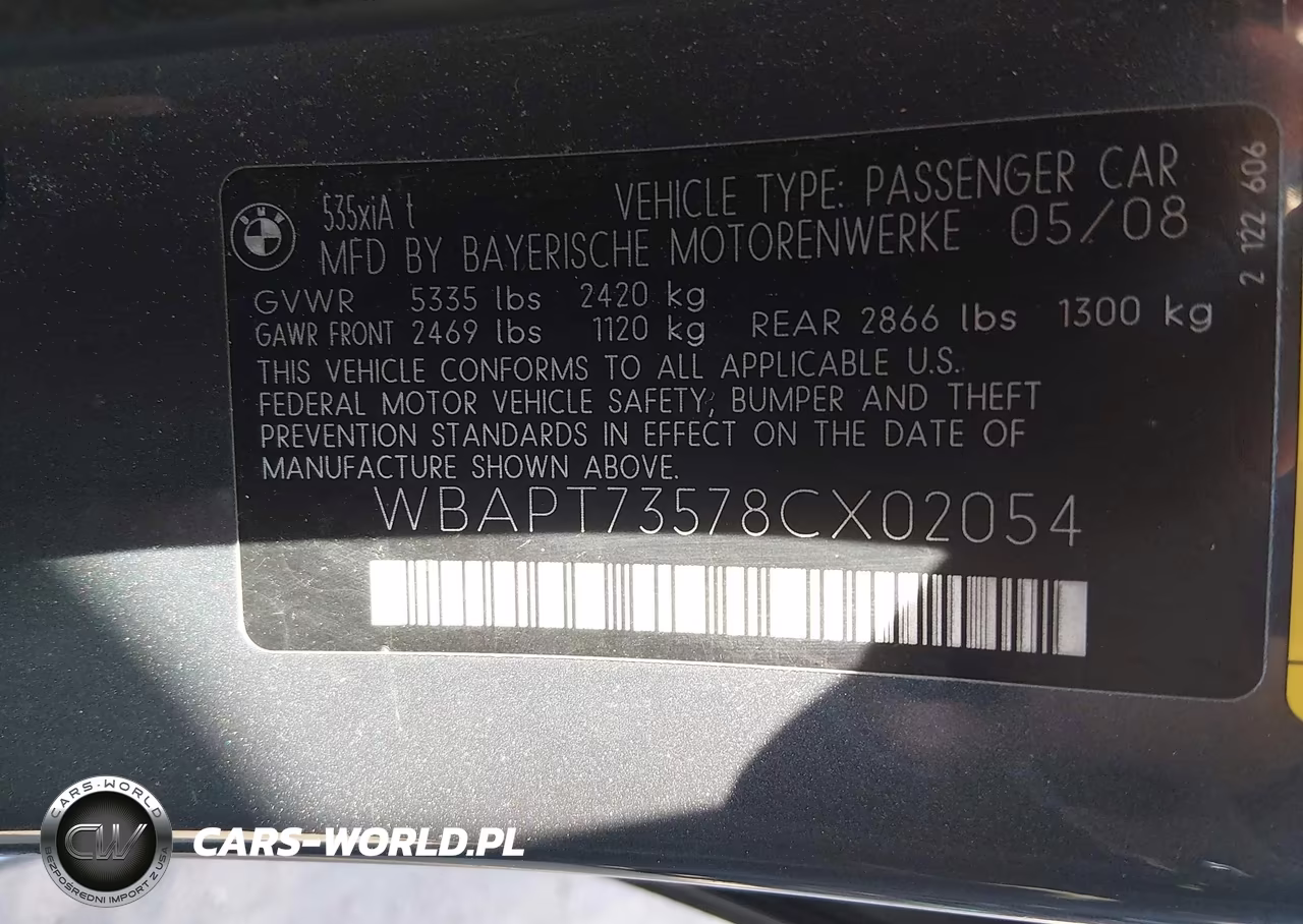 2008 BMW 535Xi VIN:WBAPT73578CX02054 - 9