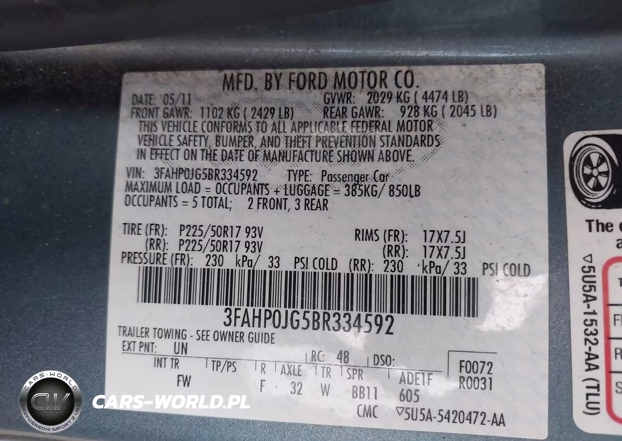2011 Ford Fusion Sel VIN:3FAHP0JG5BR334592 - 9