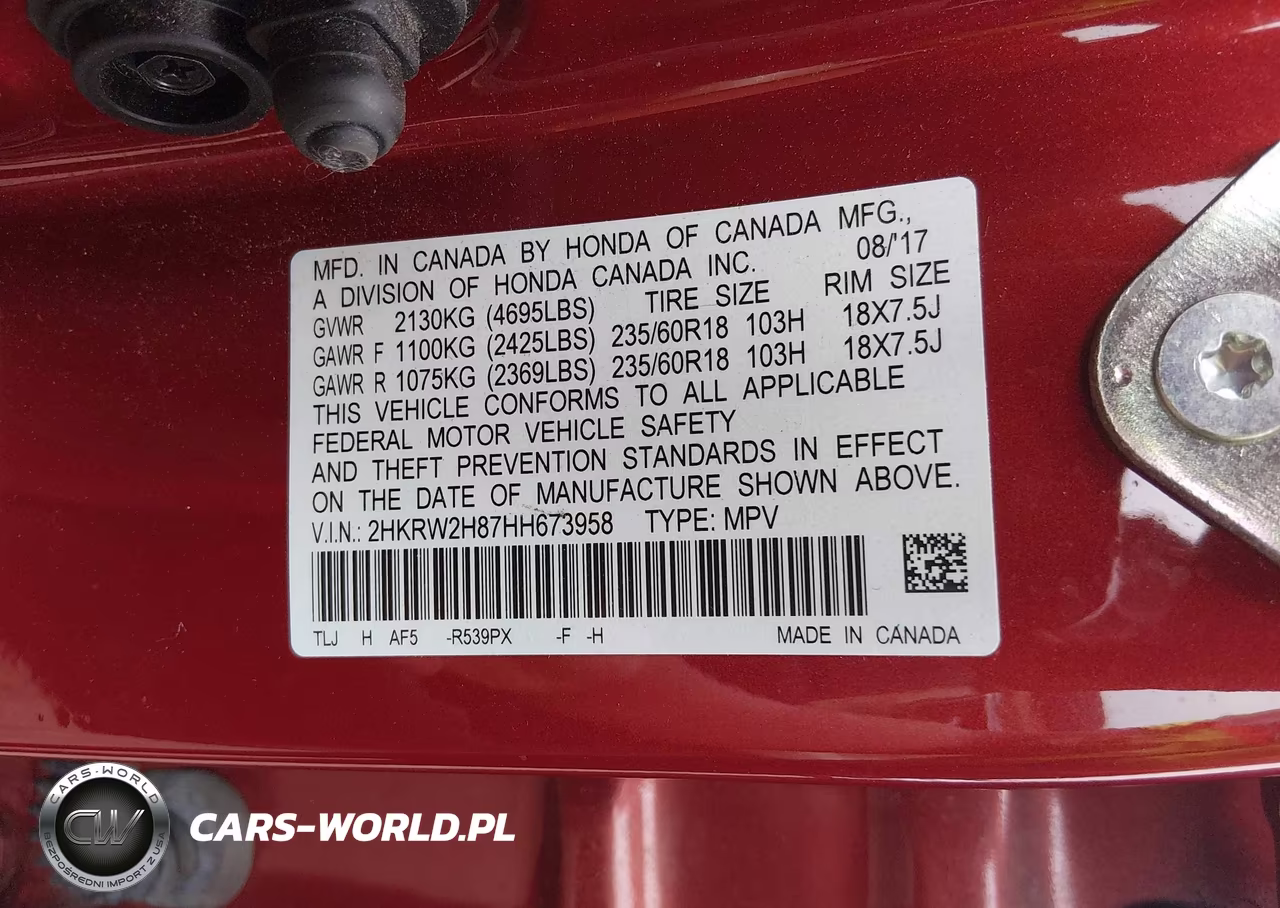 2017 Honda Cr-V Ex-L-Ex-L Navi VIN:2HKRW2H87HH673958 - 9