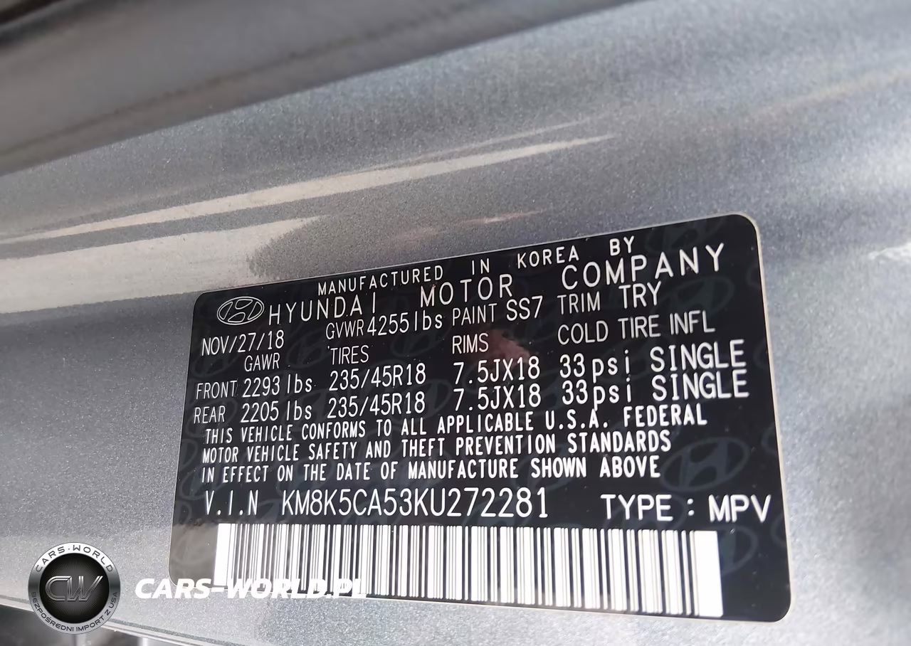2019 Hyundai Kona Ultimate VIN:KM8K5CA53KU272281 - 9