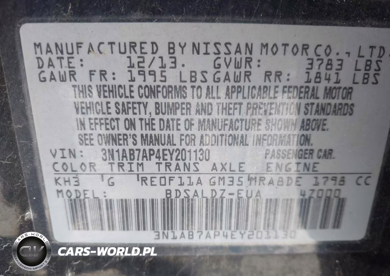 2014 Nissan Sentra Fe+ S-Fe+ Sv-S-Sl-Sr-Sv VIN:3N1AB7AP4EY201130 - 9