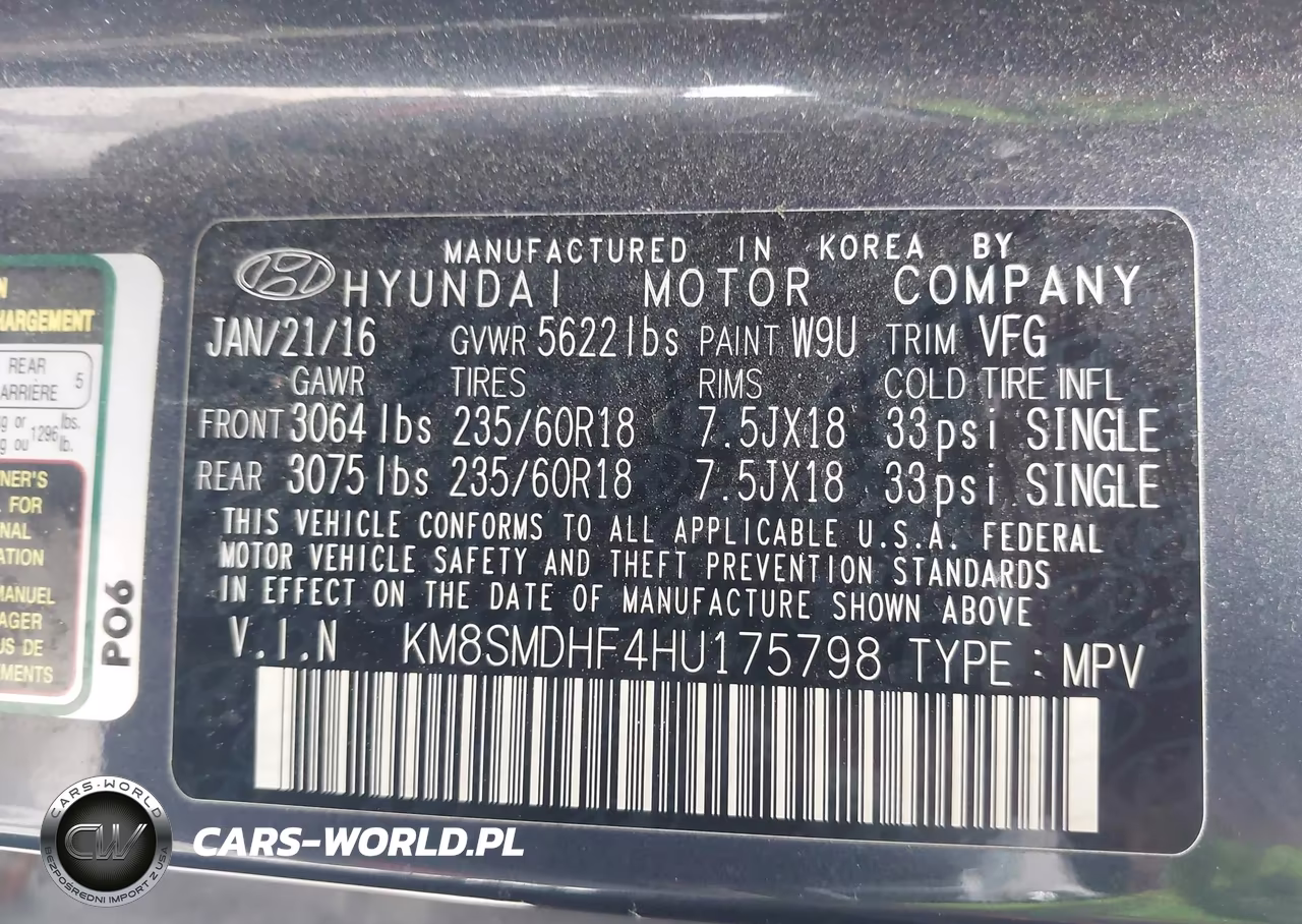 2017 Hyundai Santa Fe Se VIN:KM8SMDHF4HU175798 - 9