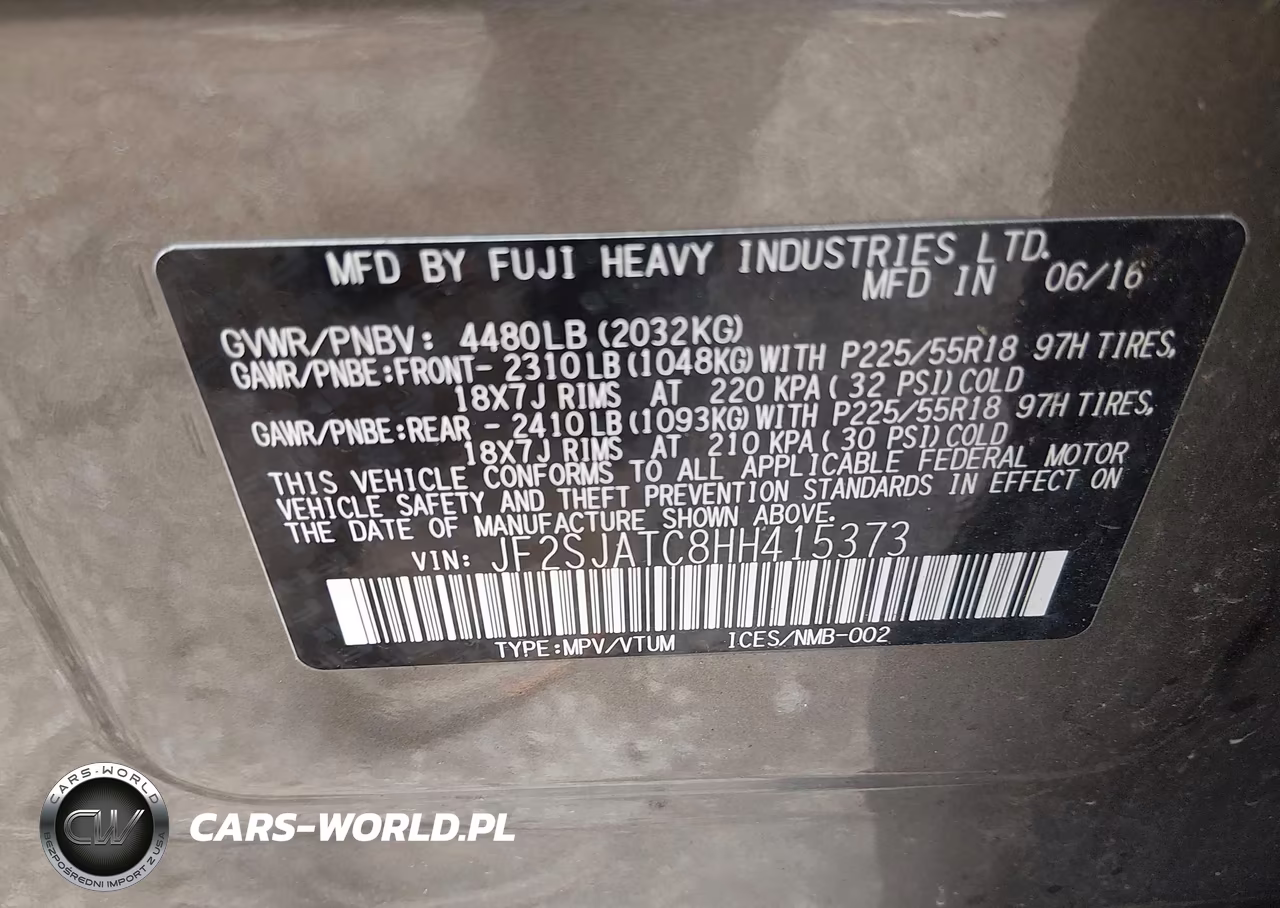 2017 Subaru Forester 2.5I Touring VIN:JF2SJATC8HH415373 - 9
