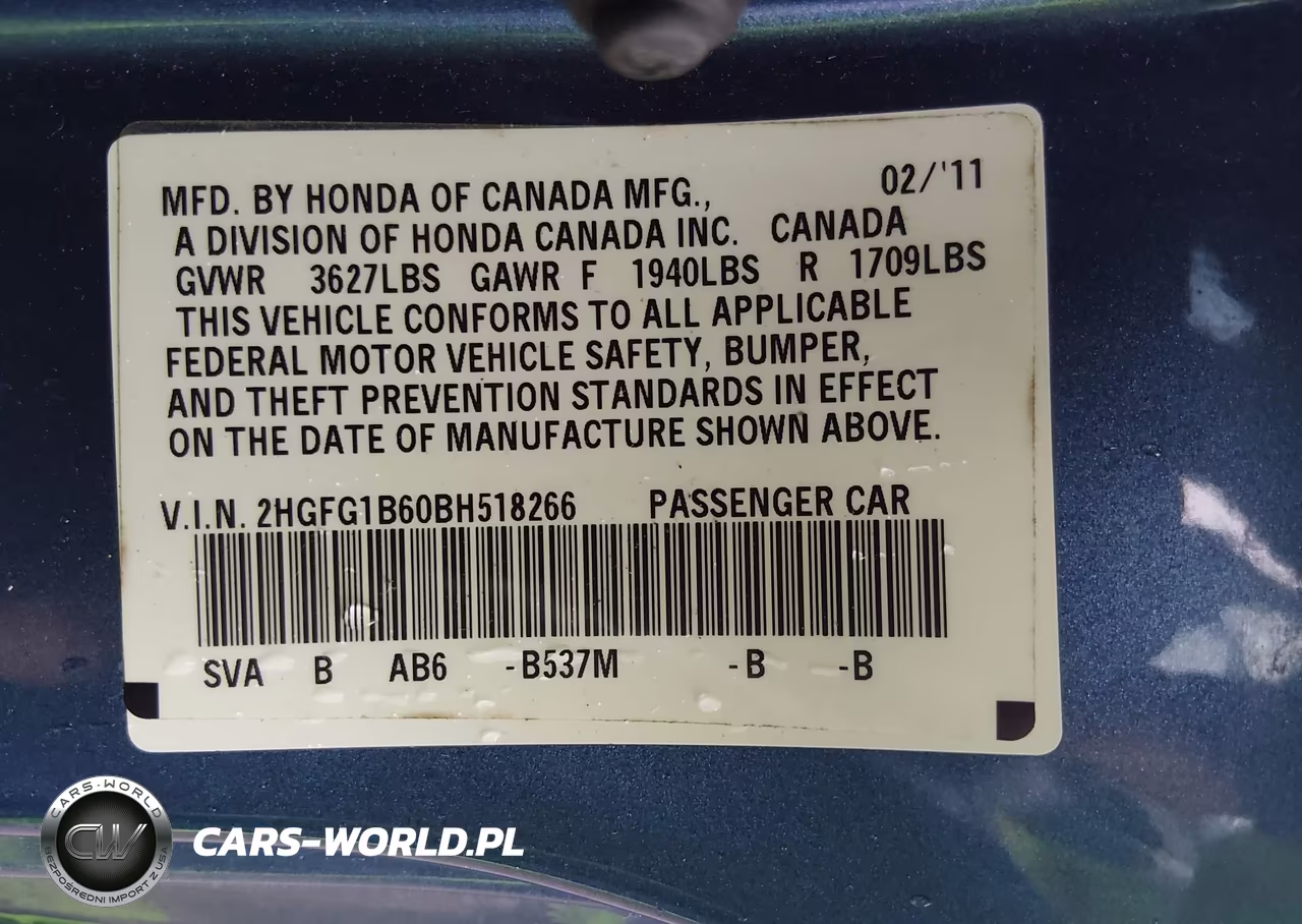 2011 Honda Civic Lx VIN:2HGFG1B60BH518266 - 9