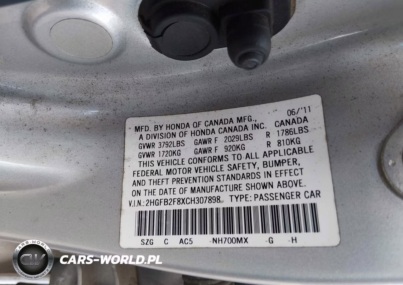 2012 Honda Civic Sdn Ex VIN:2HGFB2F8XCH307898 - 9