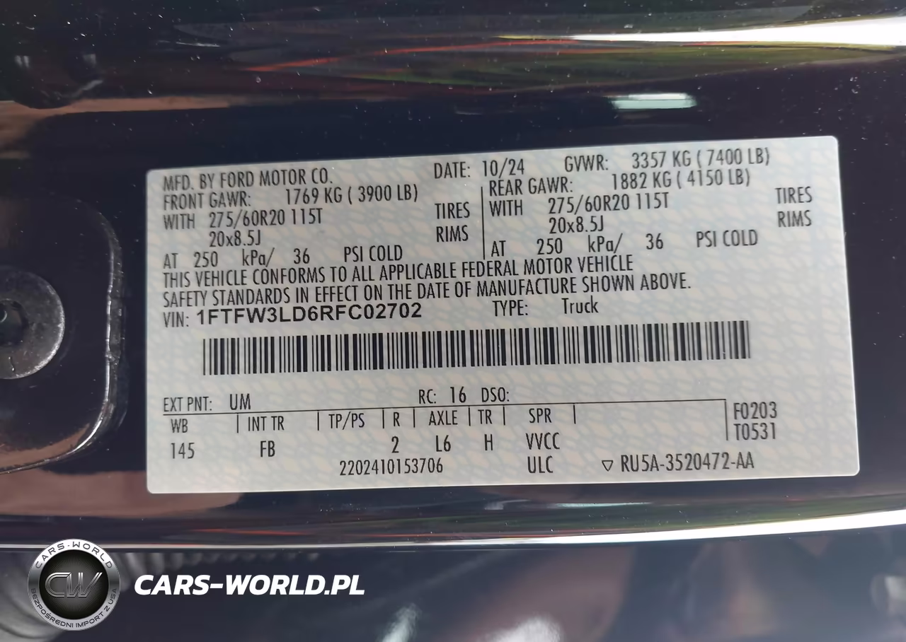 2024 Ford F-150 Xlt VIN:1FTFW3LD6RFC02702 - 9