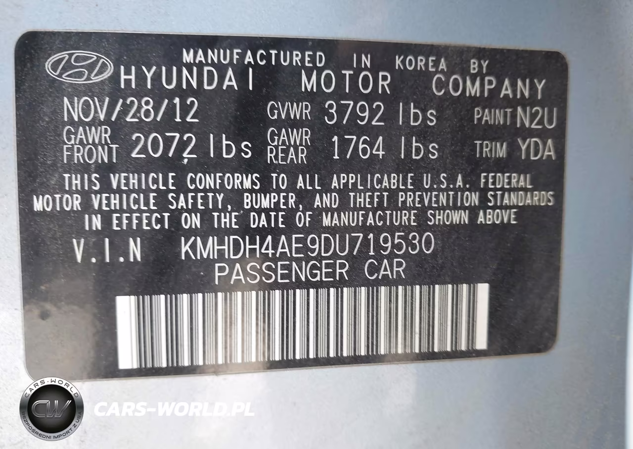2013 Hyundai Elantra Gls VIN:KMHDH4AE9DU719530 - 9