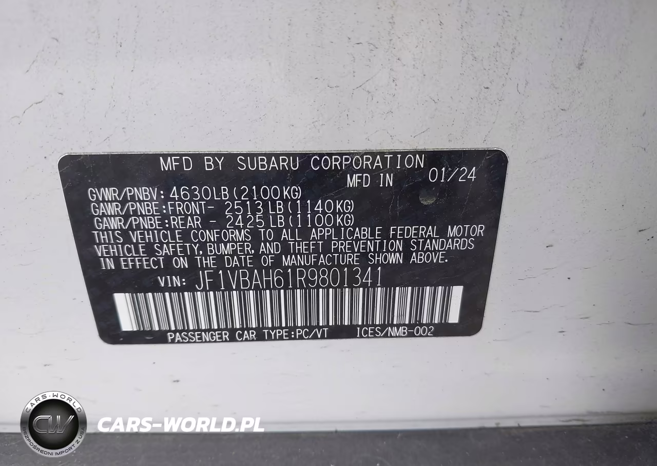 2024 Subaru Wrx Premium VIN:JF1VBAH61R9801341 - 9