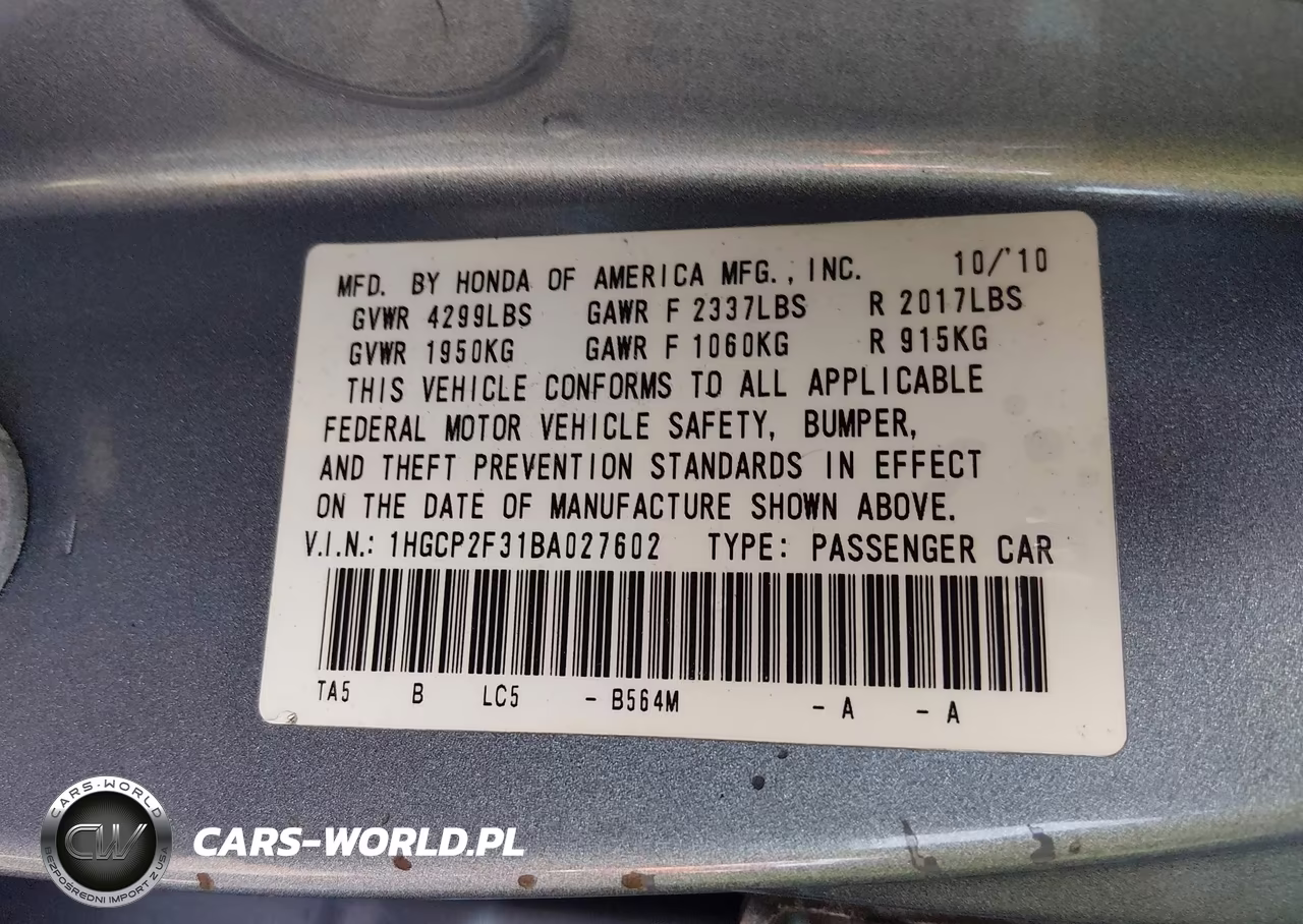2011 Honda Accord 2.4 Lx VIN:1HGCP2F31BA027602 - 9