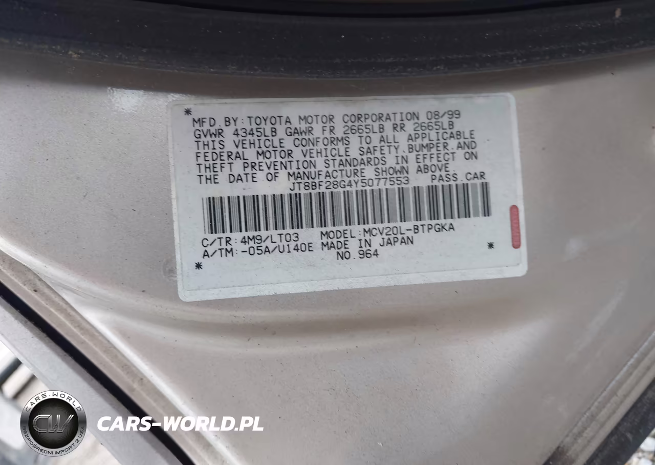 2000 Lexus Es 300 VIN:JT8BF28G4Y5077553 - 9