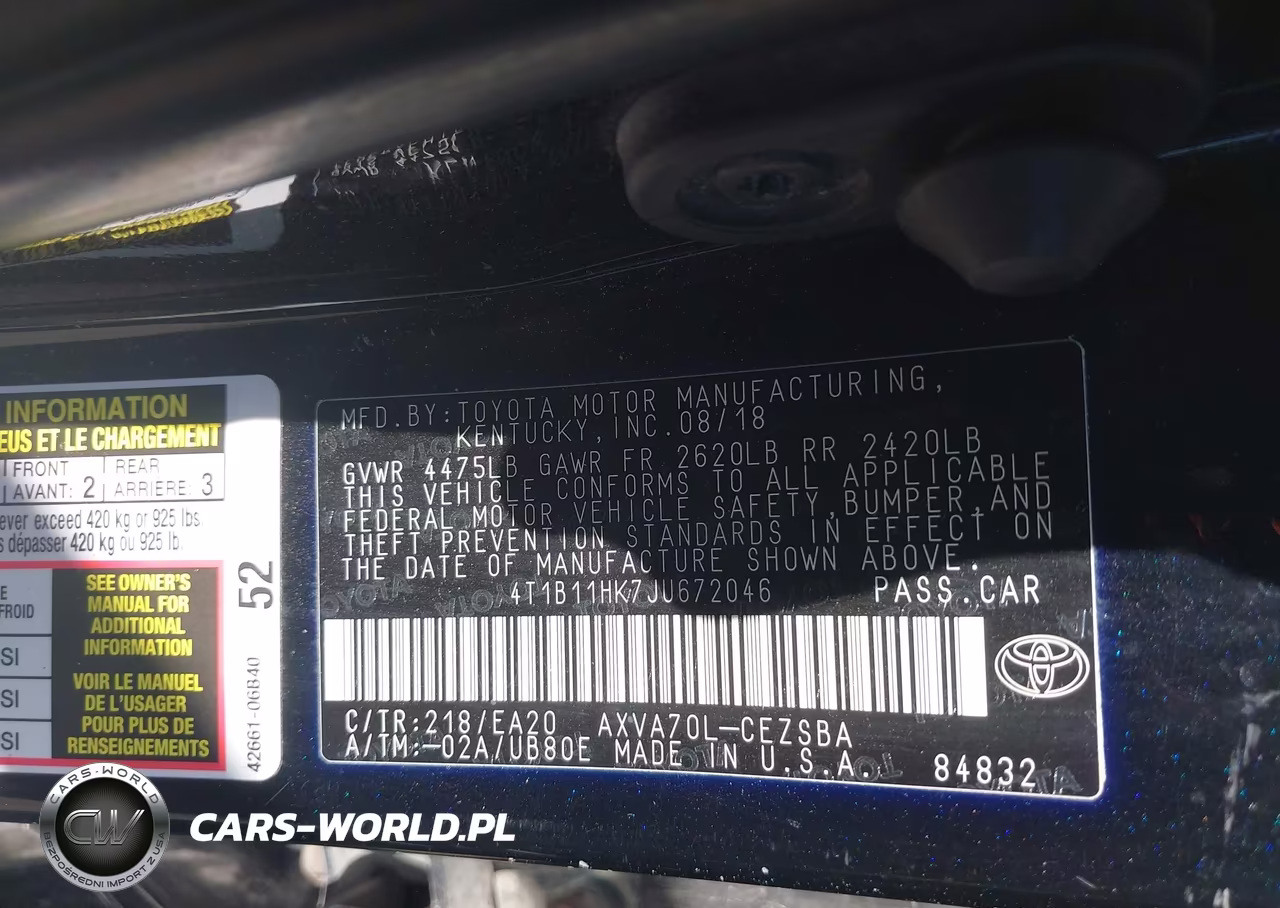 2018 Toyota Camry Se VIN:4T1B11HK7JU672046 - 9