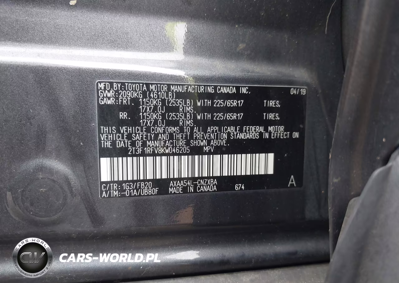 2019 Toyota Rav4 Le VIN:2T3F1RFV8KW046205 - 9