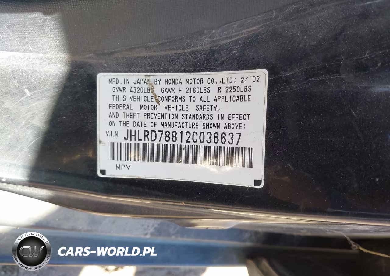 2002 Honda Cr-V Ex VIN:JHLRD78812C036637 - 9
