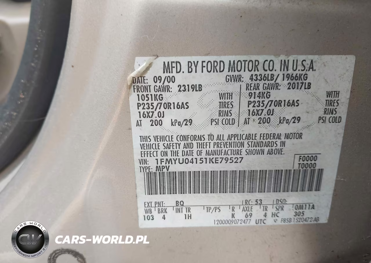 2001 Ford Escape Xlt VIN:1FMYU04151KE79527 - 9