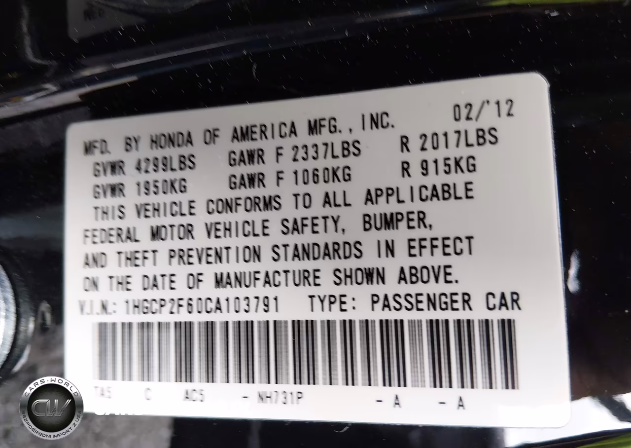 2012 Honda Accord 2.4 Se VIN:1HGCP2F60CA103791 - 9