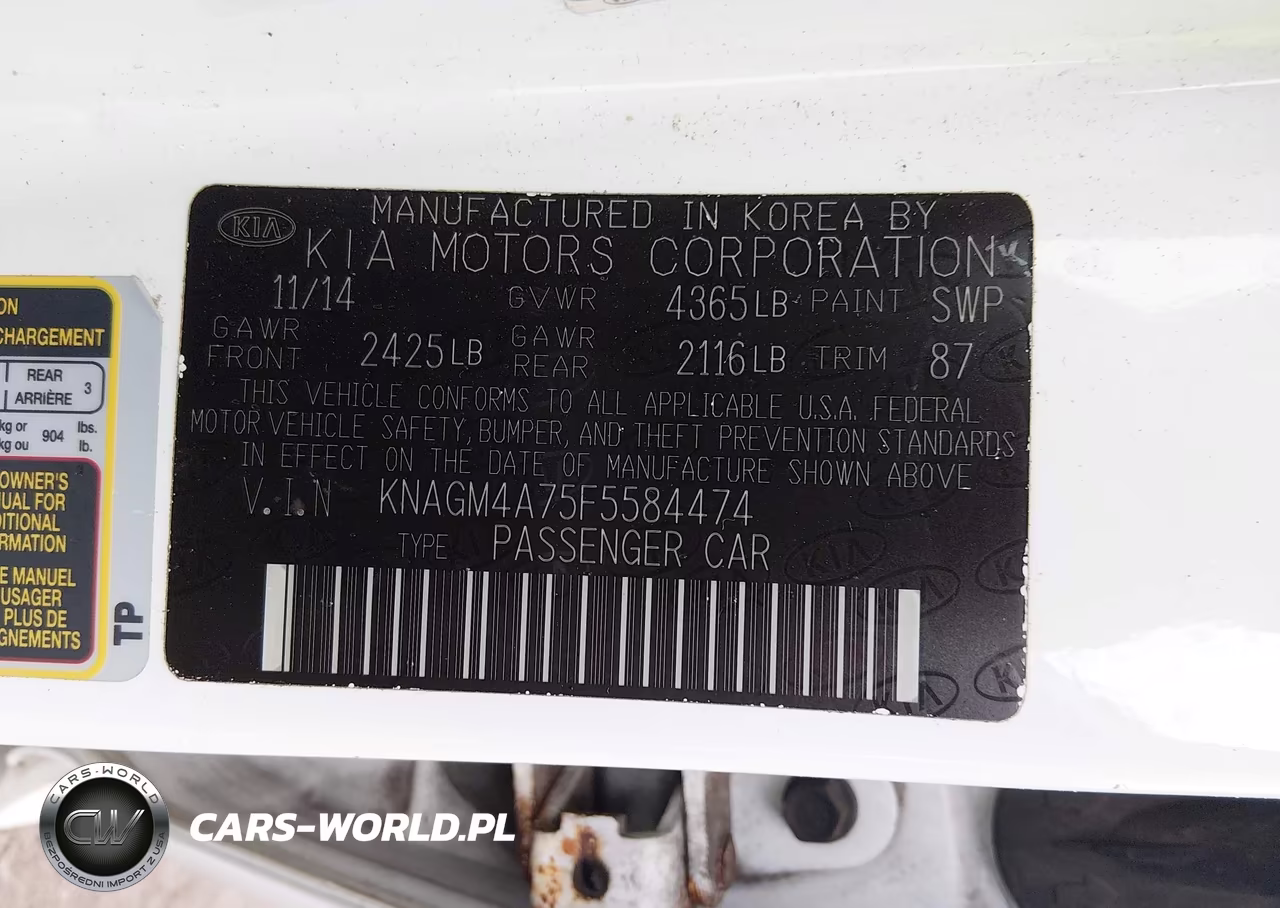 2015 Kia Optima Lx VIN:KNAGM4A75F5584474 - 9