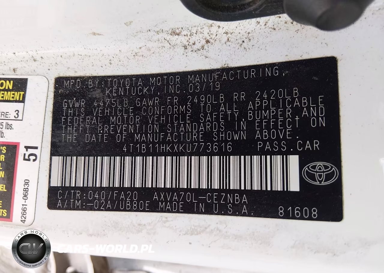 2019 Toyota Camry Le VIN:4T1B11HKXKU773616 - 9