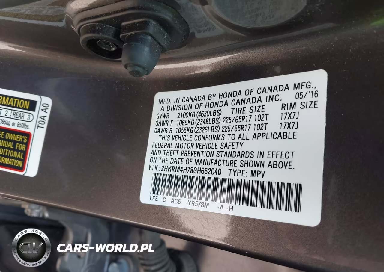 2016 Honda Cr-V Ex-L VIN:2HKRM4H78GH662040 - 9