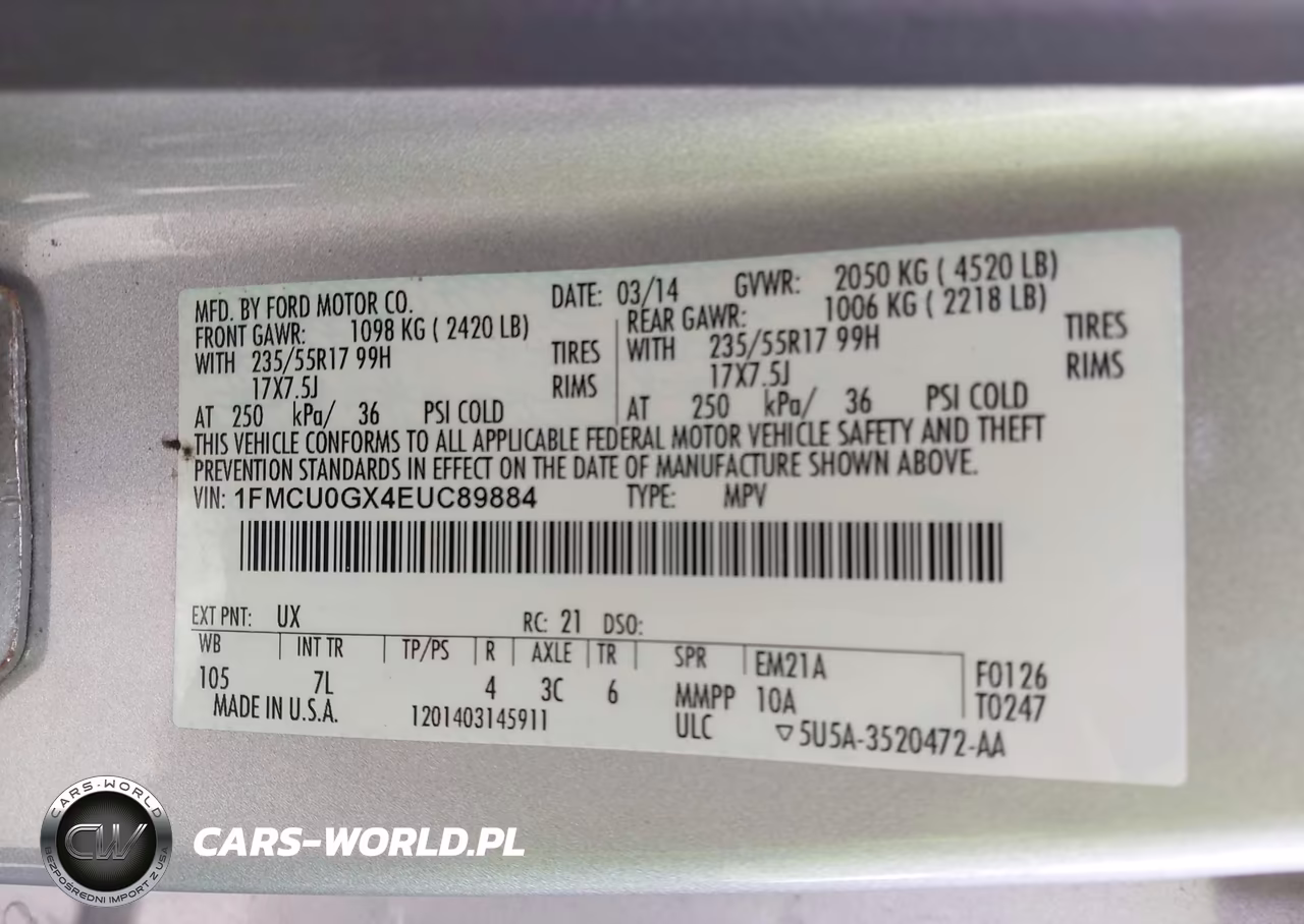 2014 Ford Escape Se VIN:1FMCU0GX4EUC89884 - 9