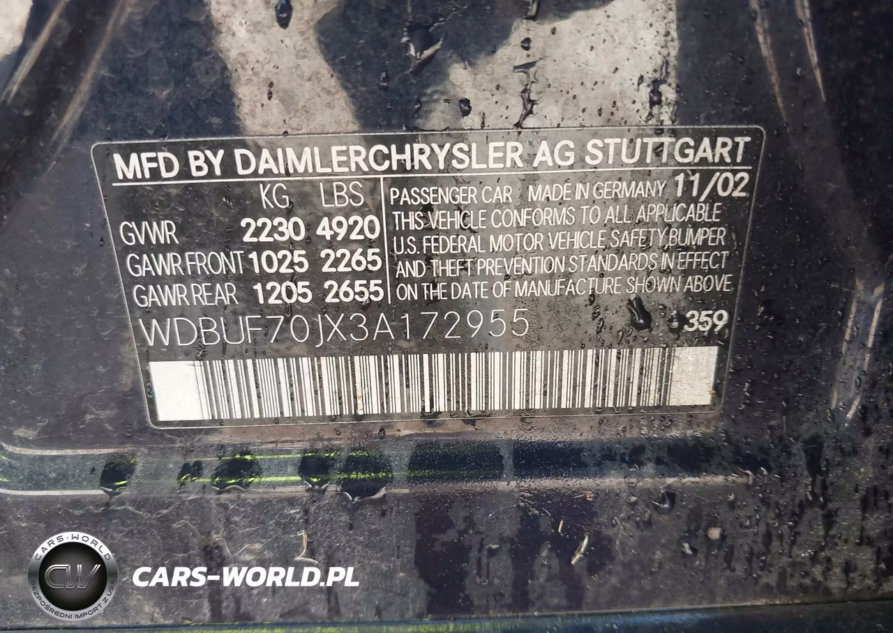 2003 Mercedes-Benz E 500 VIN:WDBUF70JX3A172955 - 9