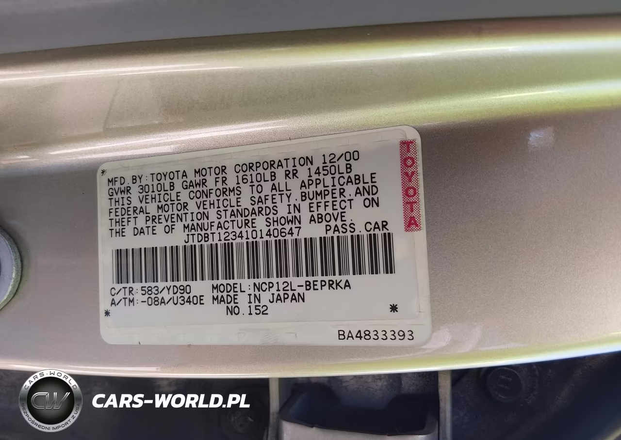 2001 Toyota Echo VIN:JTDBT123410140647 - 9