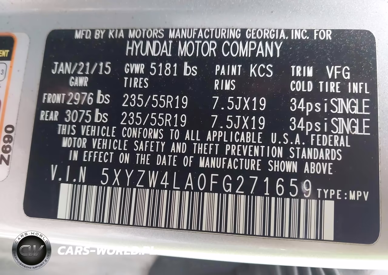 2015 Hyundai Santa Fe Sport 2.0L Turbo VIN:5XYZW4LA0FG271659 - 9