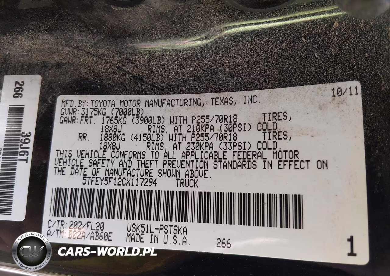 2012 Toyota Tundra Grade 5.7L V8 VIN:5TFEY5F12CX117294 - 8