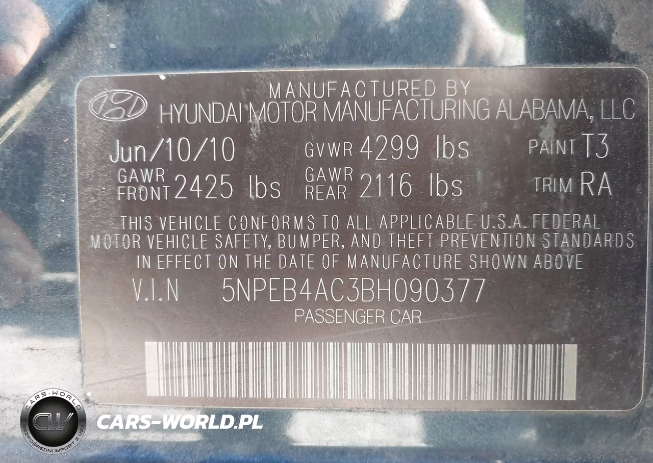 2011 Hyundai Sonata Gls VIN:5NPEB4AC3BH090377 - 9