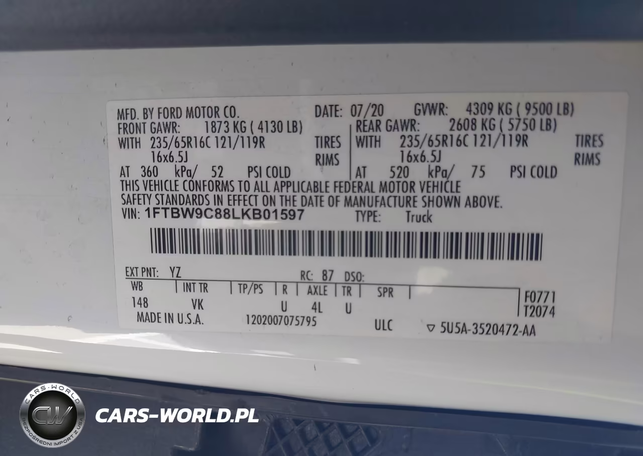 2020 Ford Transit-350 VIN:1FTBW9C88LKB01597 - 9