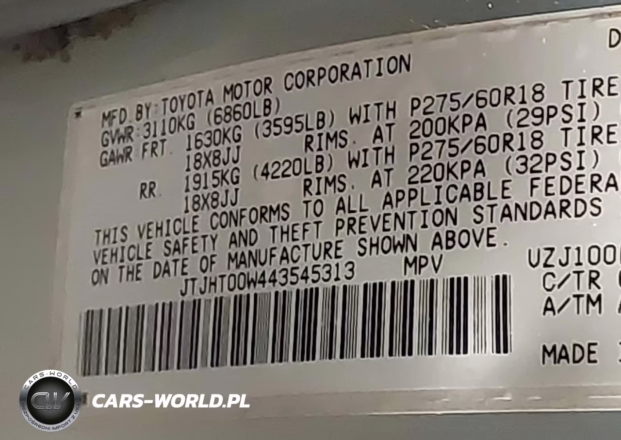 2004 Lexus Lx 470 VIN:JTJHT00W443545313 - 9