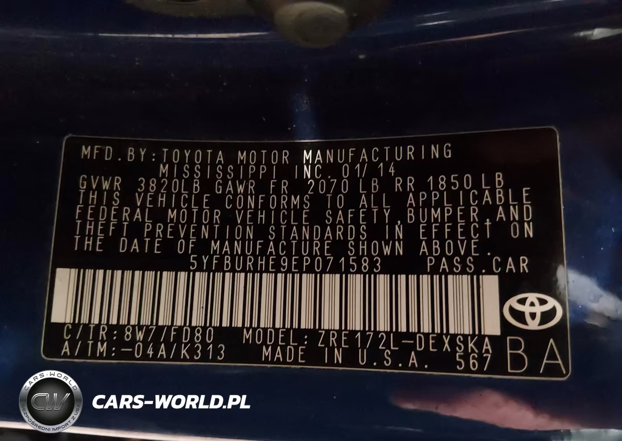2014 Toyota Corolla S VIN:5YFBURHE9EP071583 - 9
