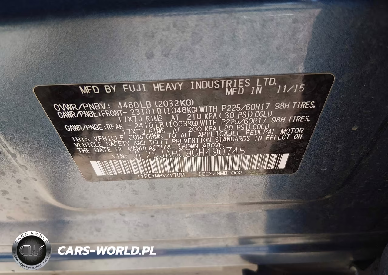 2016 Subaru Forester 2.5I VIN:JF2SJABC9GH490745 - 9