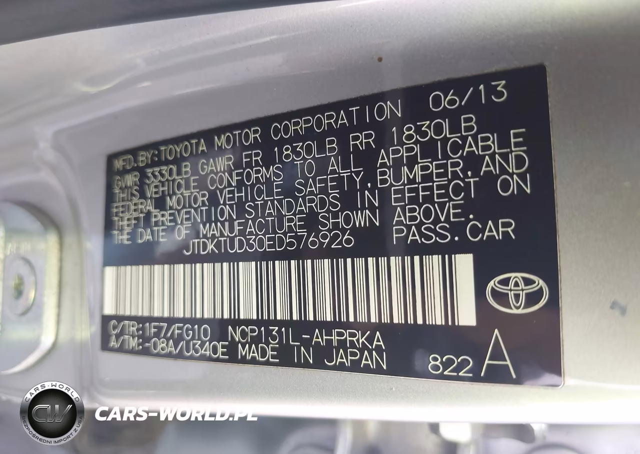 2014 Toyota Yaris Le (Tmc-Cbu Plant) VIN:JTDKTUD30ED576926 - 9