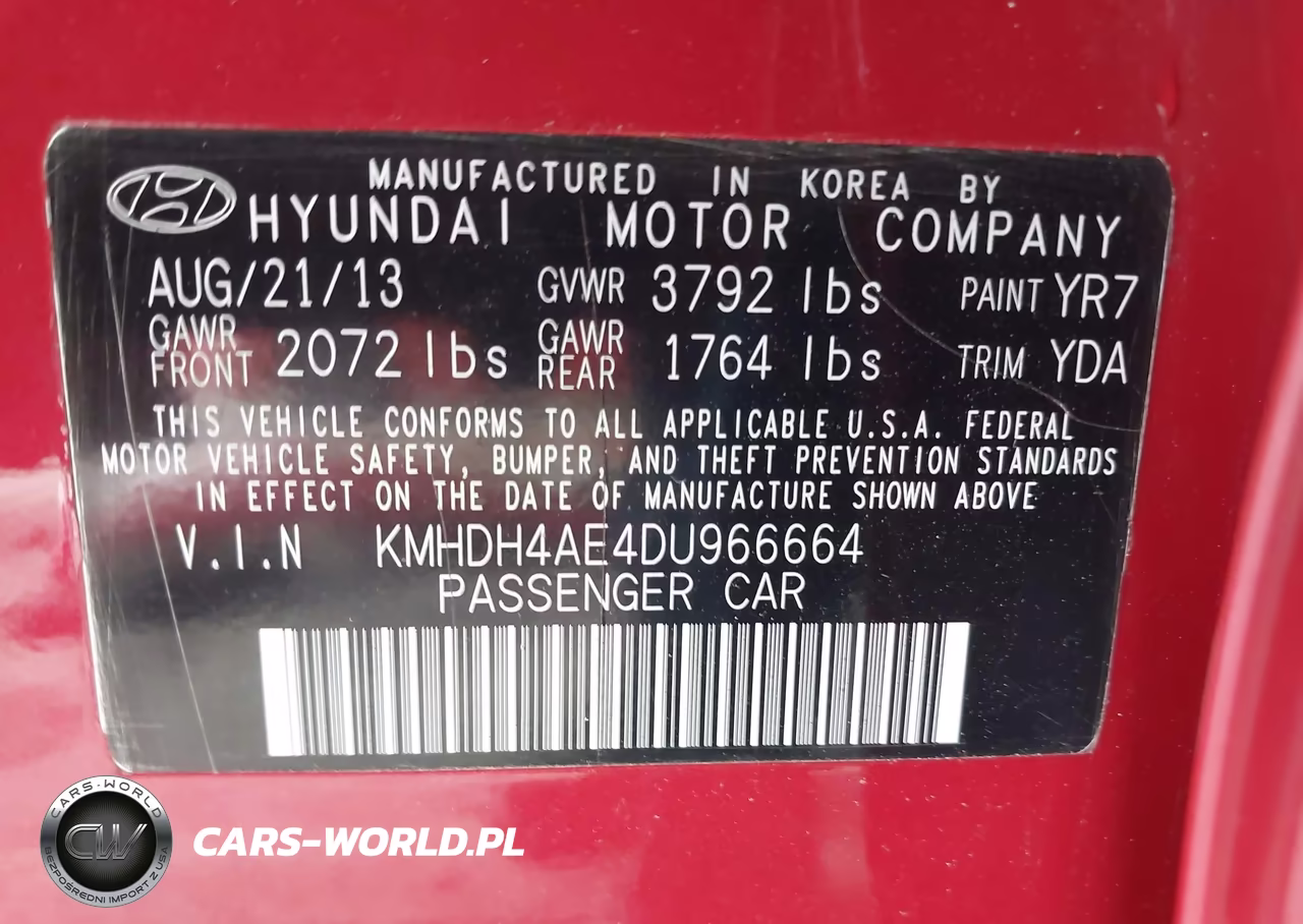 2013 Hyundai Elantra Gls VIN:KMHDH4AE4DU966664 - 9