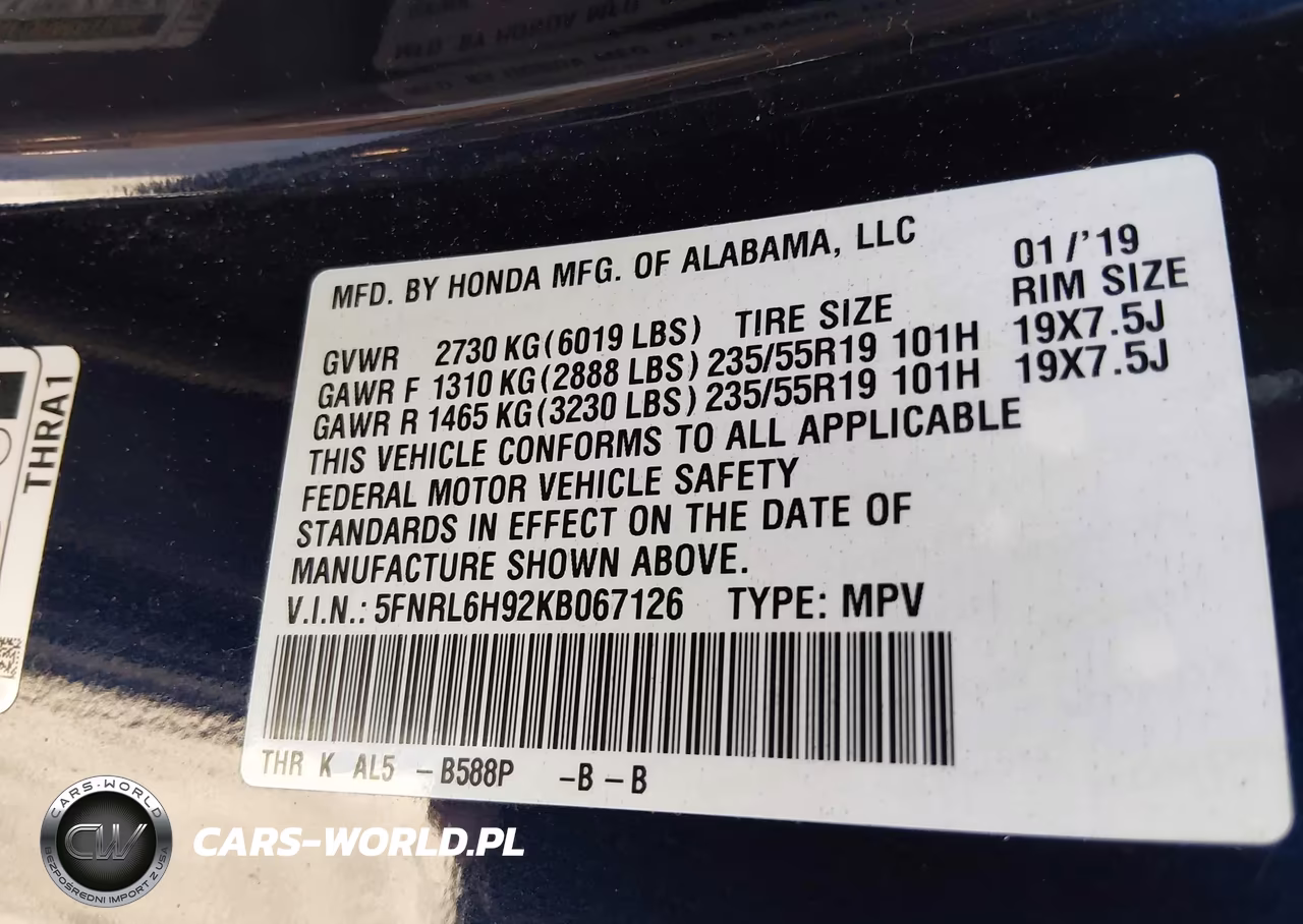 2019 Honda Odyssey Elite VIN:5FNRL6H92KB067126 - 9