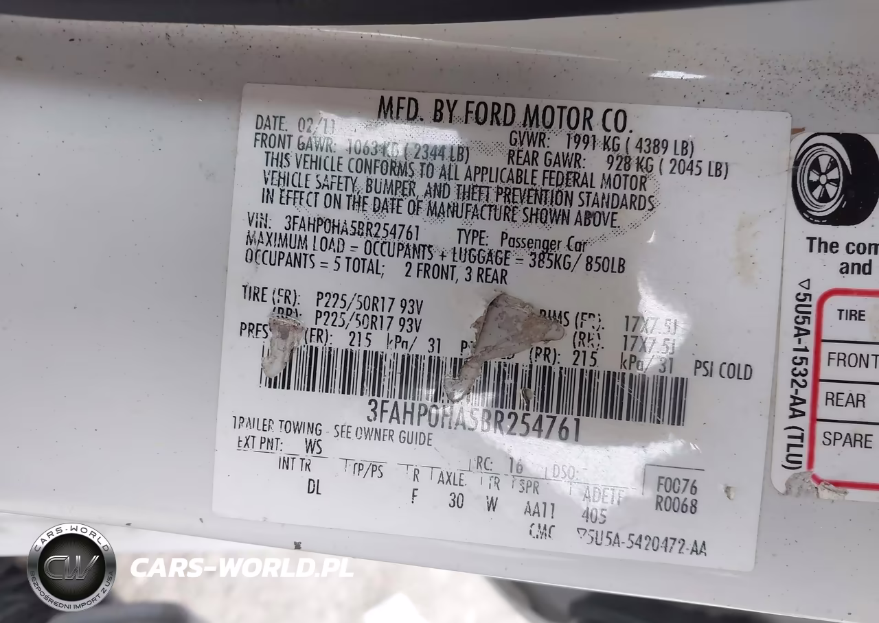 2011 Ford Fusion Se VIN:3FAHP0HA5BR254761 - 9