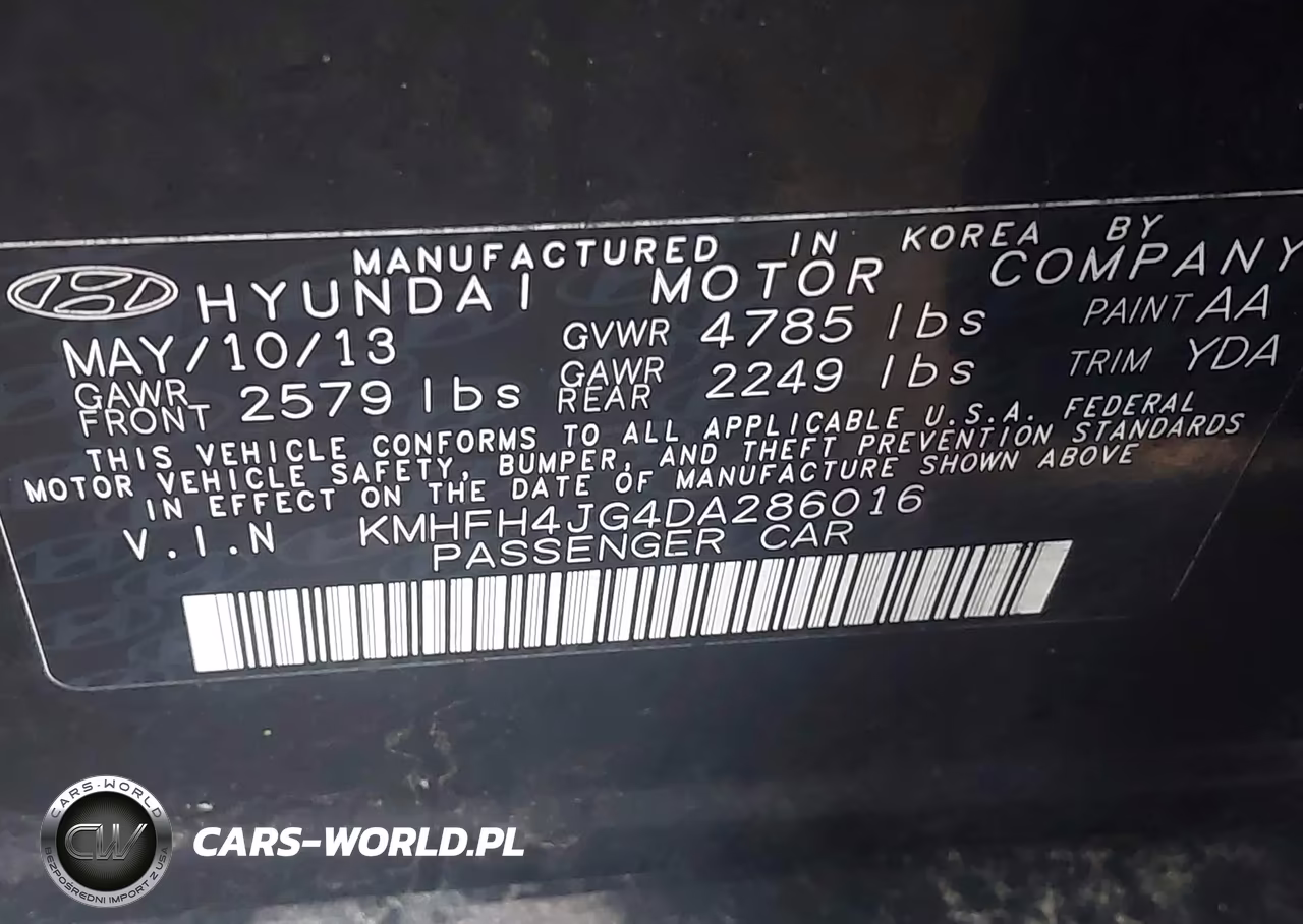 2013 Hyundai Azera VIN:KMHFH4JG4DA286016 - 9