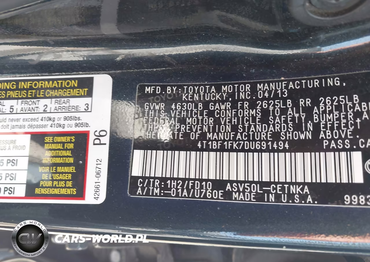 2013 Toyota Camry Le VIN:4T1BF1FK7DU691494 - 9