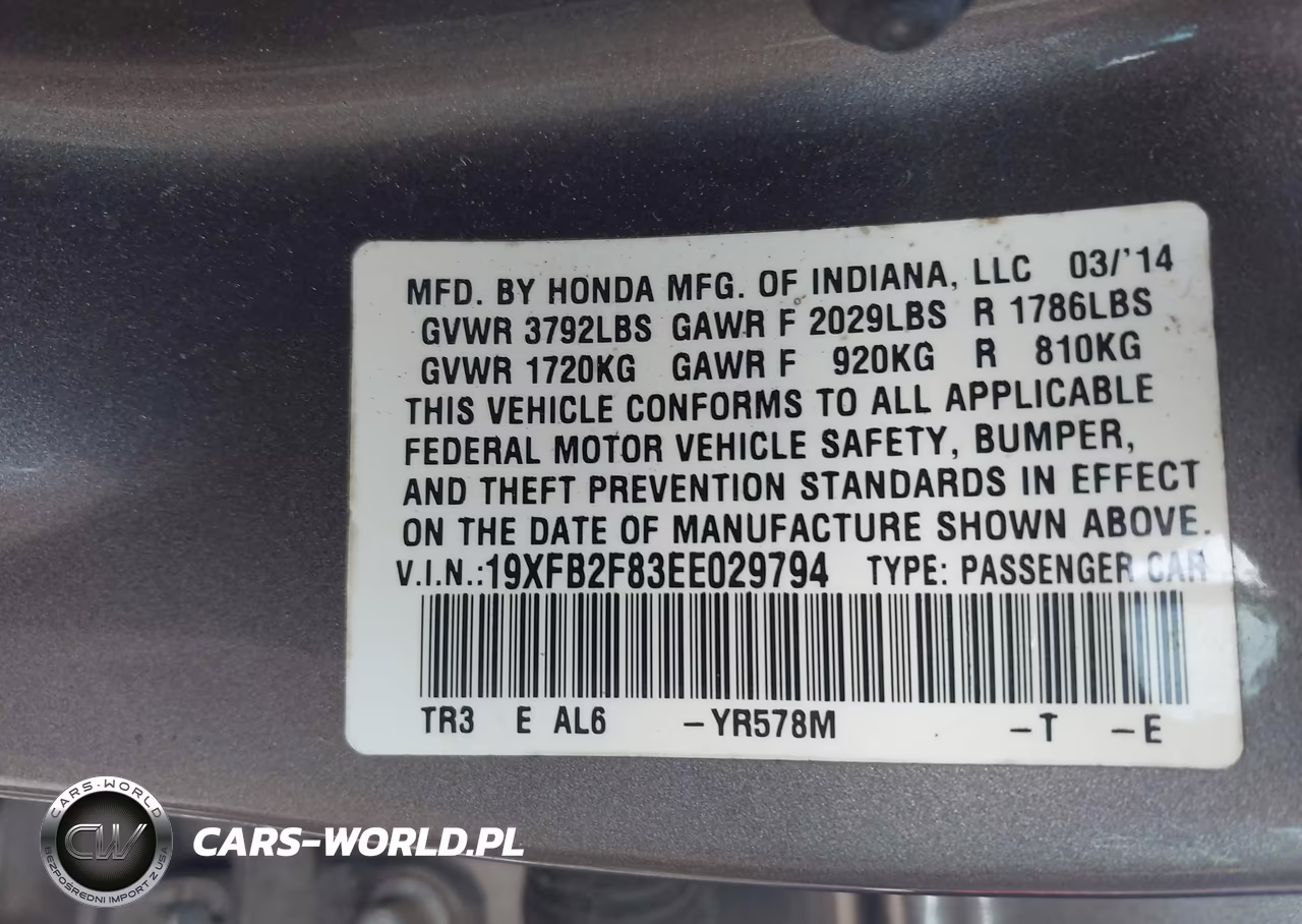 2014 Honda Civic Ex VIN:19XFB2F83EE029794 - 9
