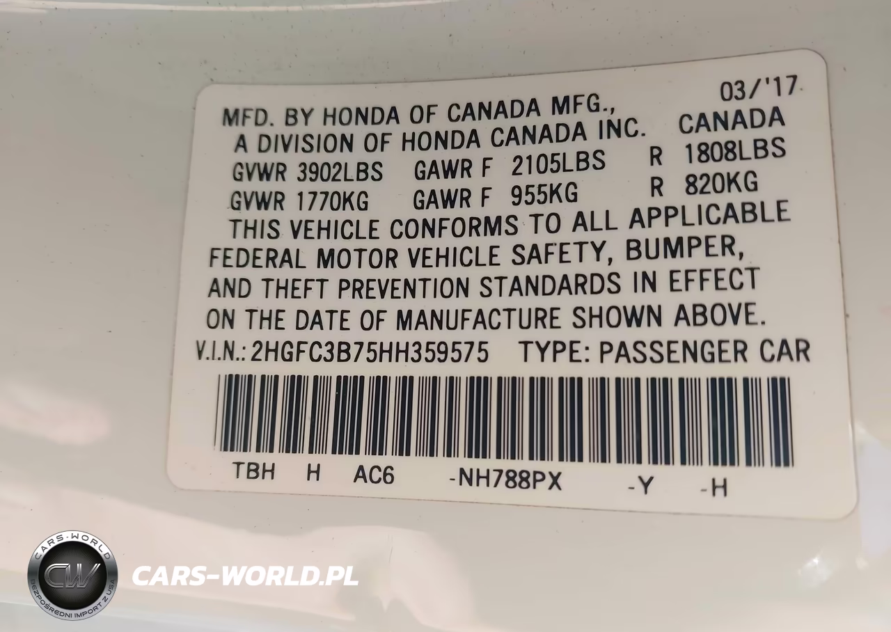 2017 Honda Civic Ex-L VIN:2HGFC3B75HH359575 - 9