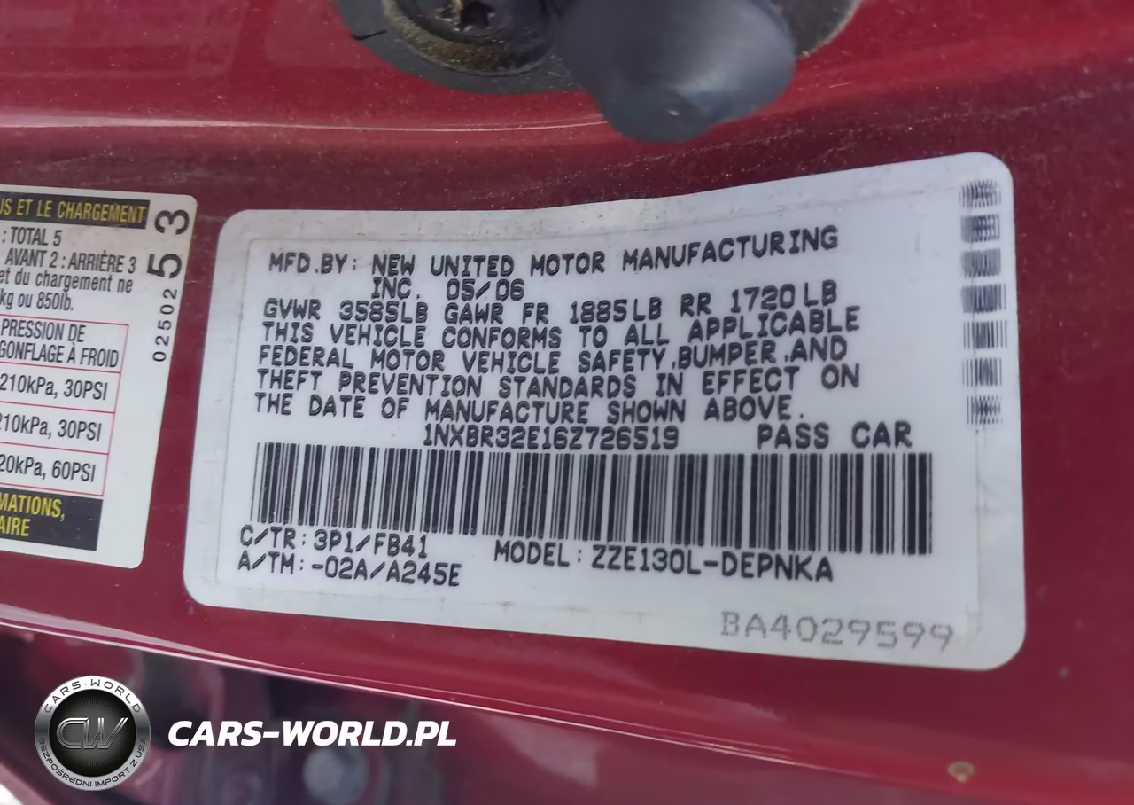 2006 Toyota Corolla Le VIN:1NXBR32E16Z726519 - 9